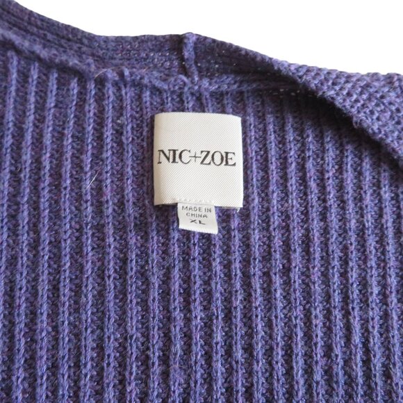 🔥HP🔥 NIC+ZOE Shaker Stitch Cotton Blend Crewneck Sweater, Fig, XL - NWOT - Picture 7 of 7